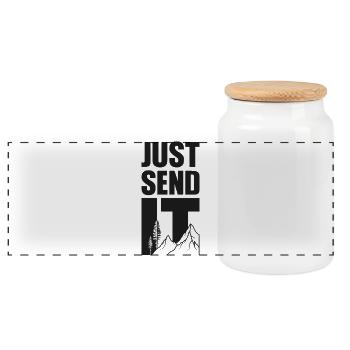 Just Send It - Black - Panorama Keksdose mit Holzdeckel - Weiß - Vorne