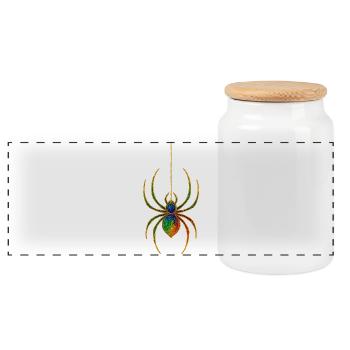 Spider Kaleidoscope Golden Shine - Panoramic Cookie Jar with Wooden Lid - white - Front