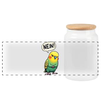 Wellensittich Vogel NEIN Liebhaber Wellensittiche - Panorama Keksdose mit Holzdeckel - Weiß - Vorne