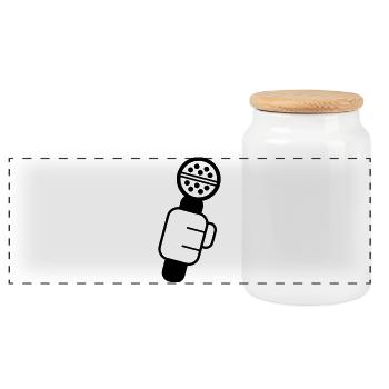Microphone Check Microphone, Microphone, Mike, MC, Hi - Panoramic Cookie Jar with Wooden Lid - white - Front