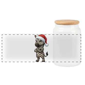 Genervtes Zebra Weihnachtsmütze Mürrisch Weihnacht - Panorama Keksdose mit Holzdeckel - Weiß - Vorne
