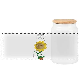 Blague sur le visage du tournesol - Boîte à biscuits avec couvercle en bois - blanc - Devant