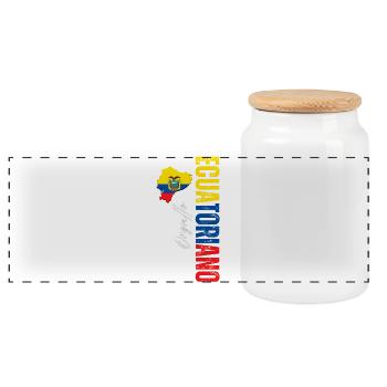 Ecuadorianischer Stolz, vertikales Design - Panorama Keksdose mit Holzdeckel - Weiß - Vorne