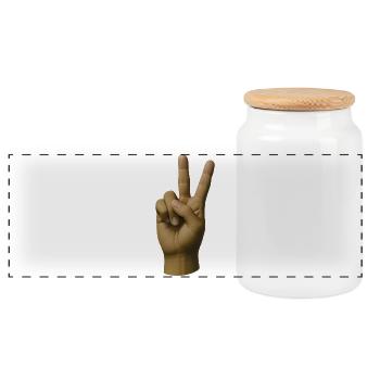 FRIEDENS-HAND #1 – Frieden & Liebe - Panorama Keksdose mit Holzdeckel - Weiß - Vorne