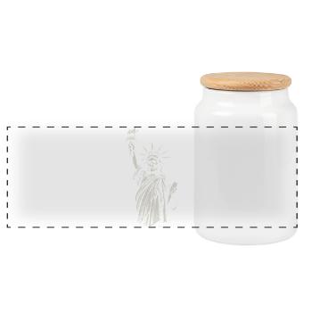 Illustration de la Torche du Crâne de la Statue de la Liberté - Boîte à biscuits avec couvercle en bois - blanc - Devant