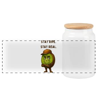 Kiwi au chapeau : Restez mûr Restez authentiques - Boîte à biscuits avec couvercle en bois - blanc - Devant