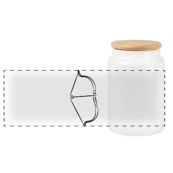 Bow and arrow sketch - Panoramic Cookie Jar with Wooden Lid - white - Front