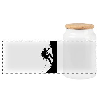 mountaineer - Panoramic Cookie Jar with Wooden Lid - white - Front
