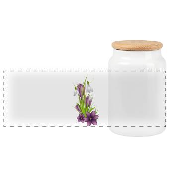 Perce-neige et crocus délicats illustrés - Boîte à biscuits avec couvercle en bois - blanc - Devant
