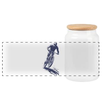 Silhouette de VTT en saut - Boîte à biscuits avec couvercle en bois - blanc - Devant