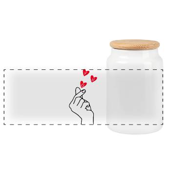 Finger Heart Love Design d’art minimal - Boîte à biscuits avec couvercle en bois - blanc - Devant