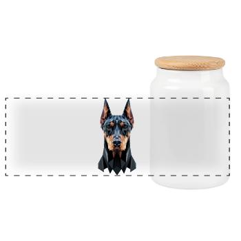 Doberman Motif Chien de Garde Fiers Dobermans - Boîte à biscuits avec couvercle en bois - blanc - Devant