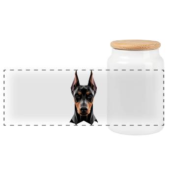 Doberman Motif Chien de Garde Fiers Dobermans - Boîte à biscuits avec couvercle en bois - blanc - Devant