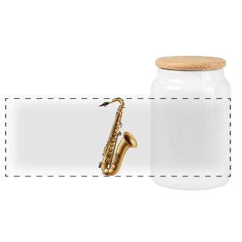 Saxophone d’or – Splendeur jazz - Boîte à biscuits avec couvercle en bois - blanc - Devant