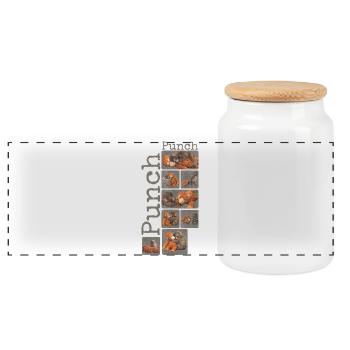 Cute Baby Monkey Gives Fist Punch Monkey Punch - Panoramic Cookie Jar with Wooden Lid - white - Front