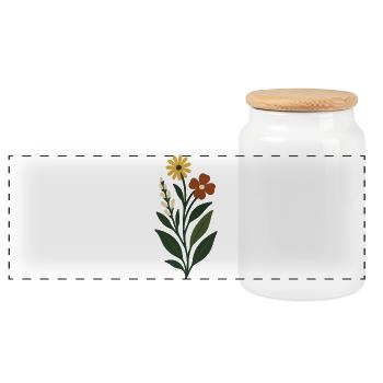 Spring Flowers Minimal Art - Panoramic Cookie Jar with Wooden Lid - white - Front