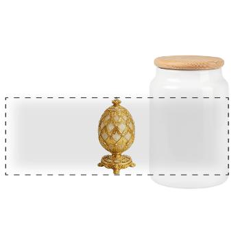 Golden Fabergé Egg Art - Panoramic Cookie Jar with Wooden Lid - white - Front