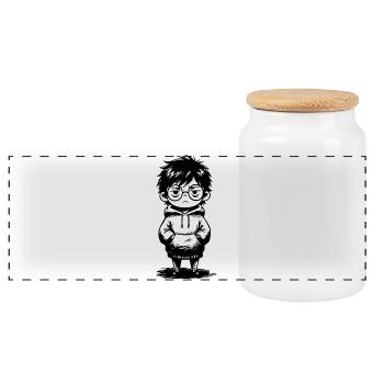 Sticker Child Hoodie Apathy Black and White - Panoramic Cookie Jar with Wooden Lid - white - Front