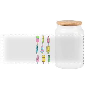 Colorful popsicles - Panoramic Cookie Jar with Wooden Lid - white - Front