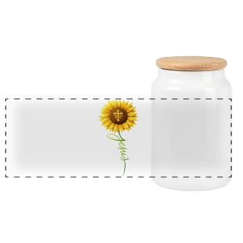Jésus chrétien inspirant de tournesols - Boîte à biscuits avec couvercle en bois - blanc - Devant
