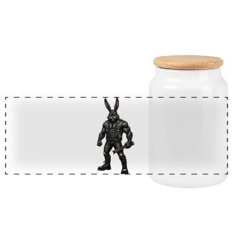 Heavy Metal Osterhase Rocker Ostern Hardcore Hase - Panorama Keksdose mit Holzdeckel - Weiß - Vorne
