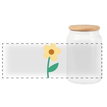 Cute Simple Flower Minimal Botanical Aesthetic - Panoramic Cookie Jar with Wooden Lid - white - Front