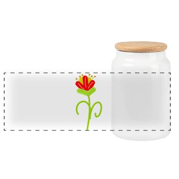Playful Flower Drawing Flower Flowers - Panoramic Cookie Jar with Wooden Lid - white - Front