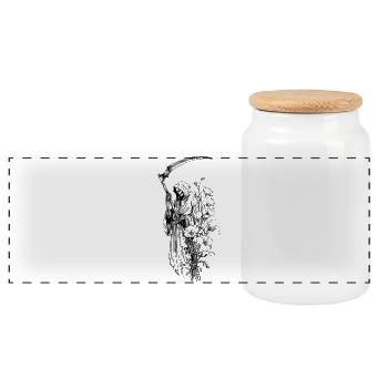 Death & Bloom Answer to No One – Skull Graphic Tee - Panoramic Cookie Jar with Wooden Lid - white - Front