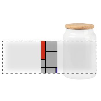 Abstrakte geometrische Blöcke - Panorama Keksdose mit Holzdeckel - Weiß - Vorne