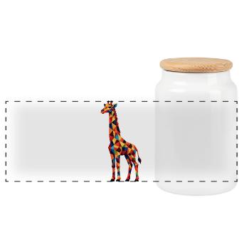 Geometrische Giraffe - Panorama Keksdose mit Holzdeckel - Weiß - Vorne