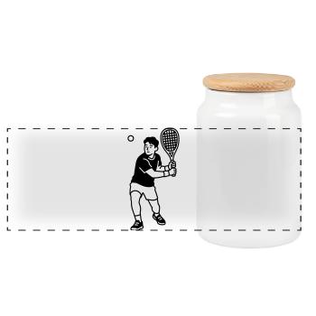 Racquet ball - Panoramic Cookie Jar with Wooden Lid - white - Front