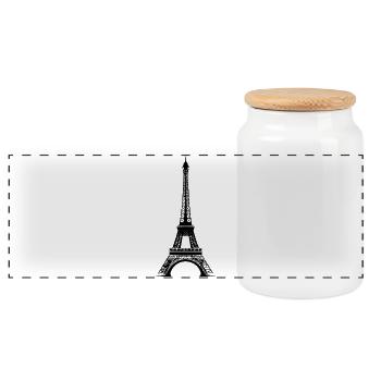 Eiffel tower - Panoramic Cookie Jar with Wooden Lid - white - Front