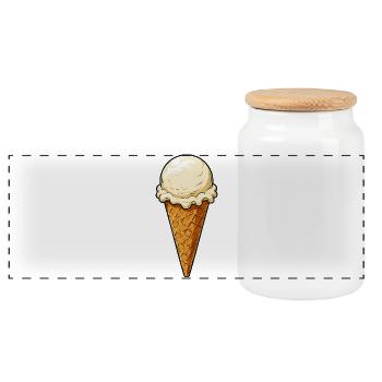 Vanille Eis Kugel - Panorama Keksdose mit Holzdeckel - Weiß - Vorne