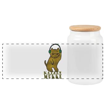Cats mukke - Panoramic Cookie Jar with Wooden Lid - white - Front