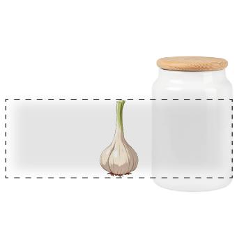 Garlic - Panoramic Cookie Jar with Wooden Lid - white - Front