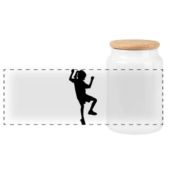 Grimpeuse – Bloc amusant - Boîte à biscuits avec couvercle en bois - blanc - Devant