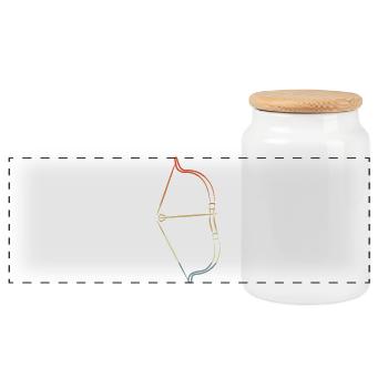 Bow and Arrow Drawing Vintage Look - Panoramic Cookie Jar with Wooden Lid - white - Front