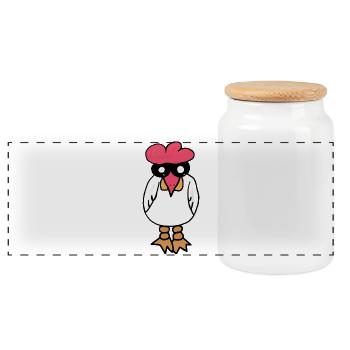 Chicken - Panoramic Cookie Jar with Wooden Lid - white - Front