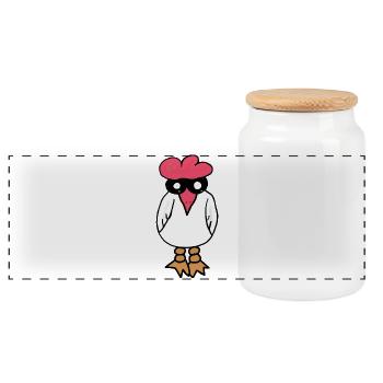 Caricature de la poule drôle de poule poule - Boîte à biscuits avec couvercle en bois - blanc - Devant