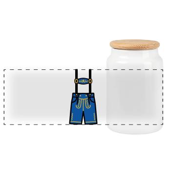 Festival traditionnel des costumes traditionnels de Bavière de Lederhosen Jardin à bière - Boîte à biscuits avec couvercle en bois - blanc - Devant