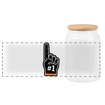 Nummer Eins Deutschland Fan - Panorama Keksdose mit Holzdeckel - Weiß - Vorne
