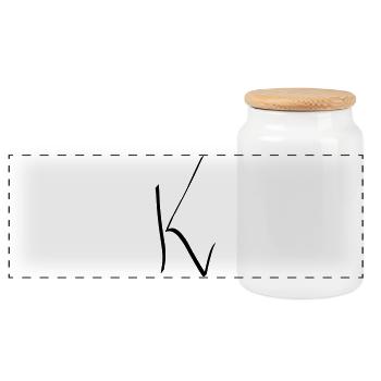 Letter K - Panoramic Cookie Jar with Wooden Lid - white - Front