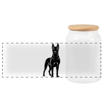 Malinois belge - Boîte à biscuits avec couvercle en bois - blanc - Devant