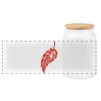 La plume rouge - Boîte à biscuits avec couvercle en bois - blanc - Devant