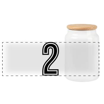 2 Symbole numérique - Boîte à biscuits avec couvercle en bois - blanc - Devant