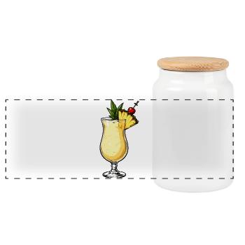 Pineapple Tiki Cocktail Flair - Panoramic Cookie Jar with Wooden Lid - white - Front