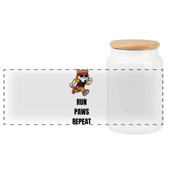 RUN_PAWS_REPEAT - Boîte à biscuits avec couvercle en bois - blanc - Devant