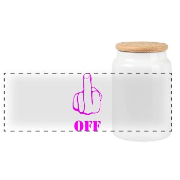 Pink Middlefinger Off. Fuck Off - Panorama Keksdose mit Holzdeckel - Weiß - Vorne
