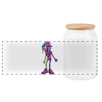 Personnage coloré et abstrait du fumeur - Boîte à biscuits avec couvercle en bois - blanc - Devant