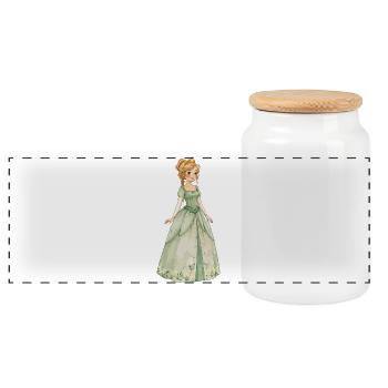 Elfenprinzessin im Smaragdgrünen Kleid - Panorama Keksdose mit Holzdeckel - Weiß - Vorne